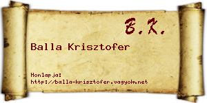 Balla Krisztofer névjegykártya
